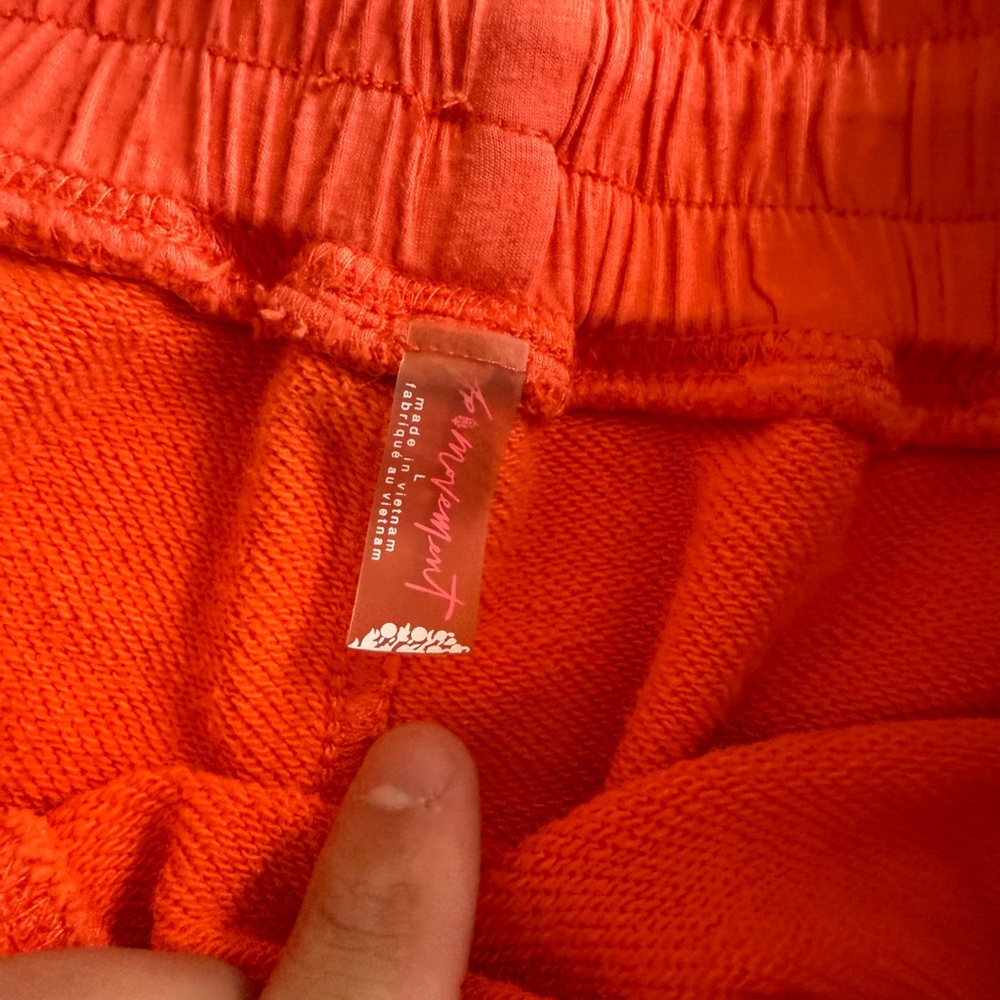 Free People Movement Heatwave Orange Half Way Terry Cloth Cotton Short Size L - Picture 9 of 10